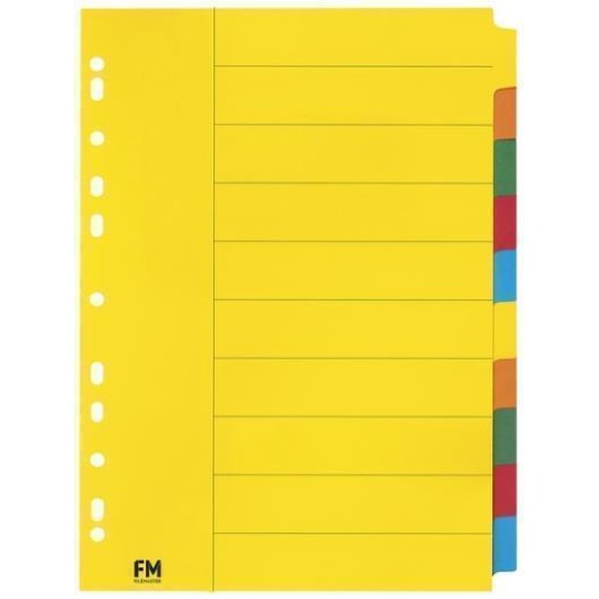 FM INDICES A4 10 TAB COLOURED CARDBOARD