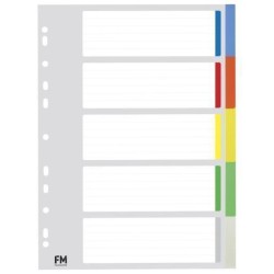 FM INDICES A4 5 TAB COLOURED POLYPROP