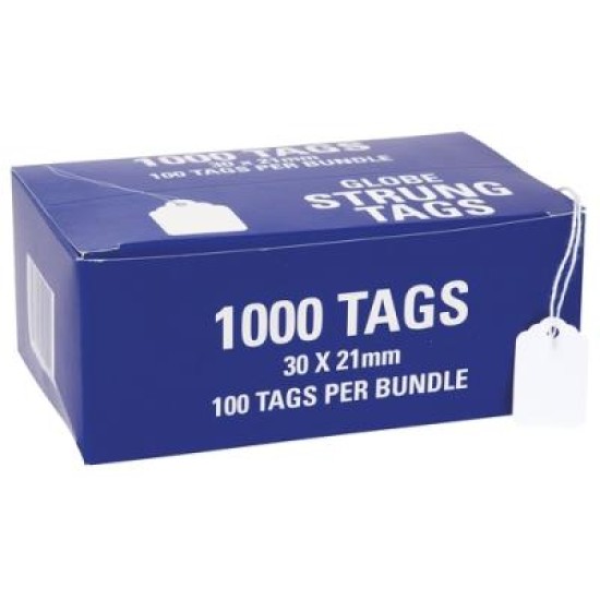 GLOBE HARDWARE TAGS STRUNG 23H 30X21MM BOX 1000