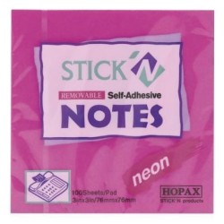 HOPAX STICK N NOTE MAGENTA NEON 76X76MM 100 SHEET PAD