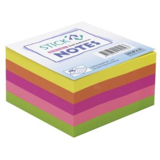 HOPAX STICK N NOTE RAINBOW NEON 76X76MM 400 SHEET PAD