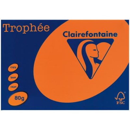 TROPHEE PAPER A4 FLUORO ORANGE 80GSM 500 SHEETS
