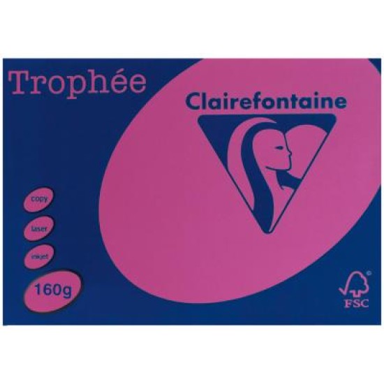 TROPHEE CARD A4 INTENSIVE PINK 160 GSM 250 SHEETS