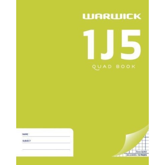 WARWICK EXERCISE BOOK 1J5 36 LEAF QUAD 5MM 255X205MM