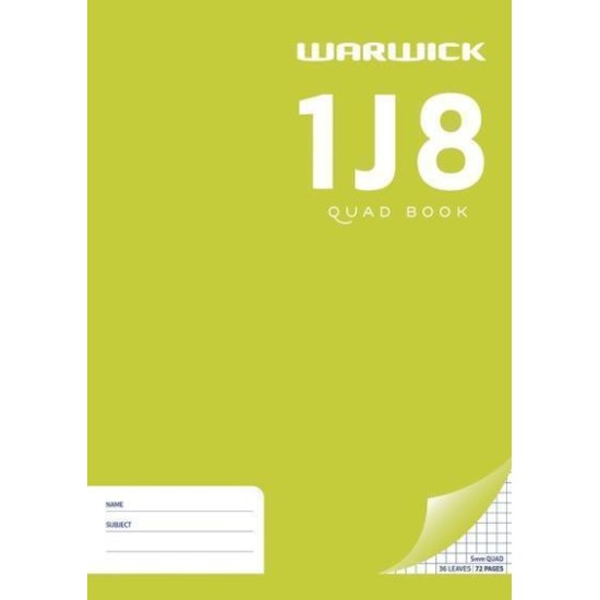 WARWICK EXERCISE BOOK 1J8 36 LEAF A4 QUAD 5MM