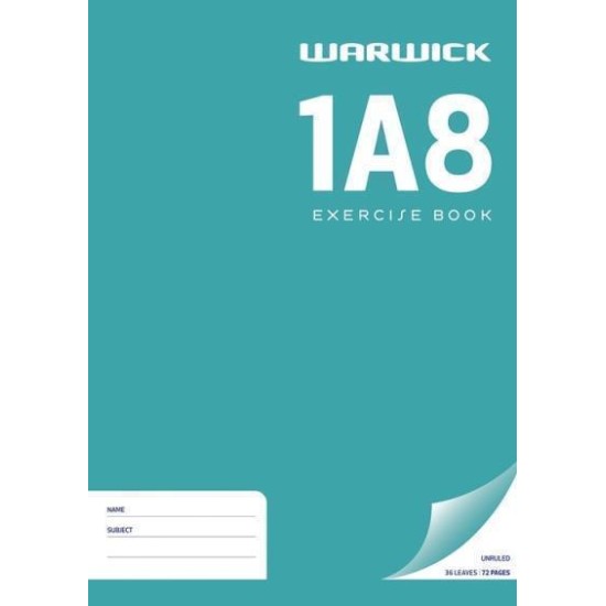 WARWICK EXERCISE BOOK 1A8 36 LEAF A4 UNRULED