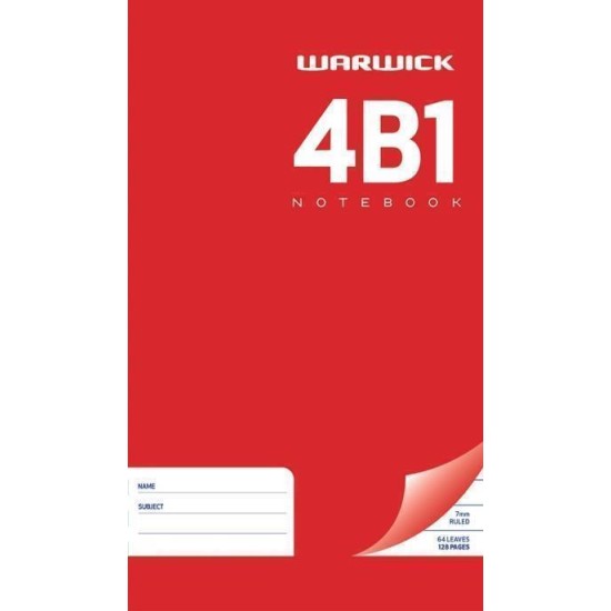 WARWICK NOTEBOOK 4B1 64 LEAF RULED 7MM 165X100MM