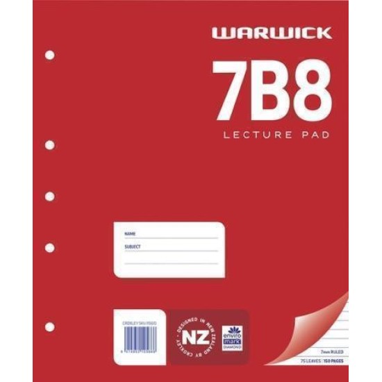 WARWICK PAD 7B8 LECTURE 75 LEAF RULED 7MM A4