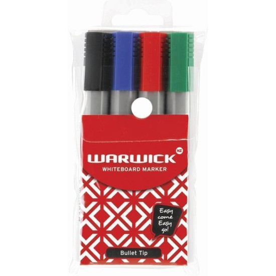 WARWICK WHITEBOARD MARKER BULLET TIP 4 WALLET