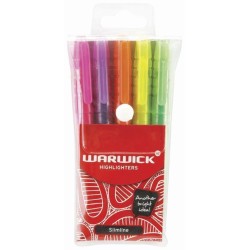 WARWICK HIGHLIGHTER SLIMLINE ASSORTED 5 PACK
