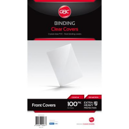 GBC CLEAR COVERS 250 MICRON A4 100PK