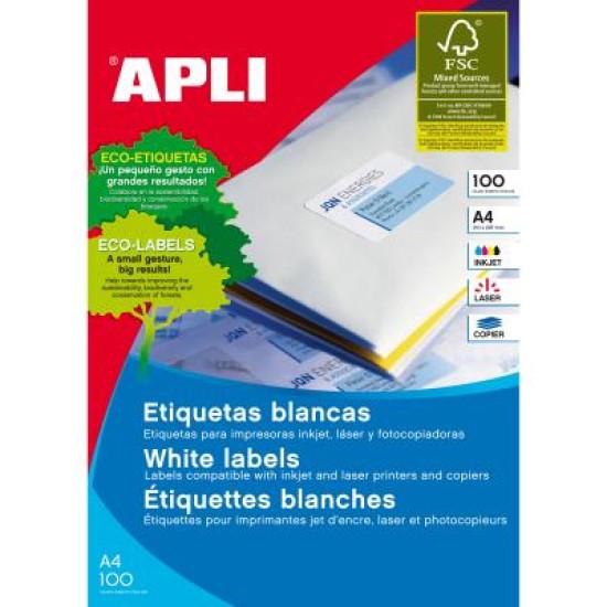APLI LBEL A4 PERM 14UP 99X38MM RND PK100