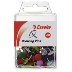ESSELTE DRAWING PINS COLOURD ASST PK100