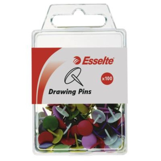 ESSELTE DRAWING PINS COLOURD ASST PK100