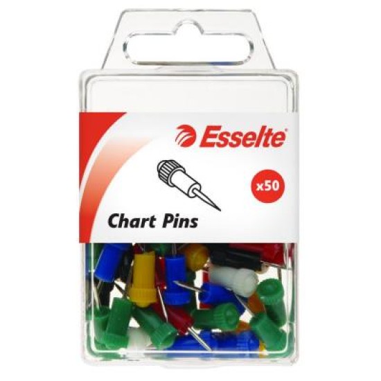 ESSELTE CHART PINS ASSORTED PK50