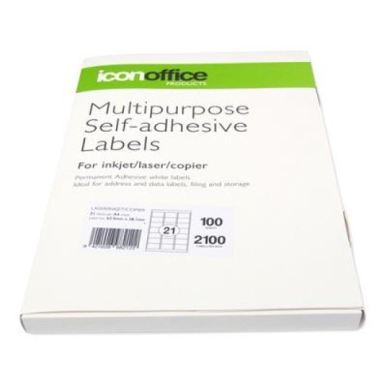 Okin Multipurpose Labels 21 Per Sheet 63.5x38.1mm, Pack of 100