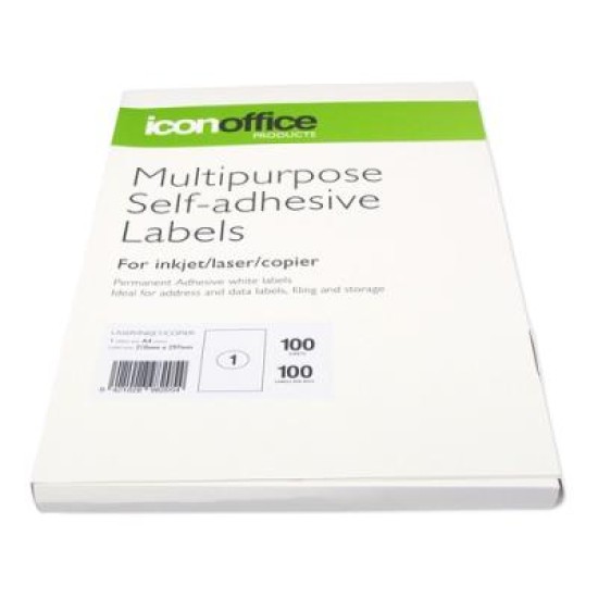 Okin Multipurpose Labels 1 Per Sheet 210x297mm, Pack of 100