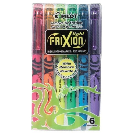 Pilot Frixion Light Erasable Highlighter, Pack of 6 (SW-FL-S6) HS