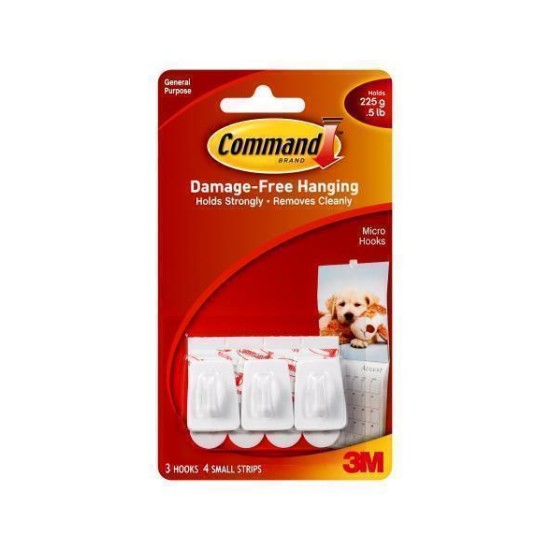 Command Hook 17066 Micro White, Pack of 3