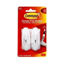 Command Hook 17068 Medium White Wire, Pack of 2
