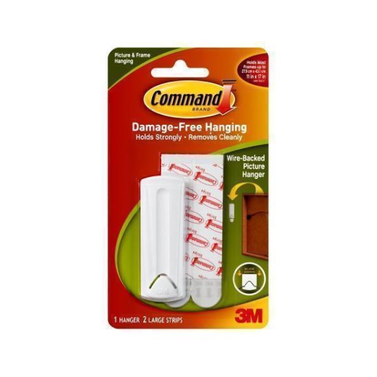 Command Picture Hanger 17041 Large White Wire-Backed Pk/1