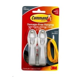 Command Cord Bundler 17304 Medium White, Pack of 2 Command Cord Bundler 17304 Medium White, Pack of 2