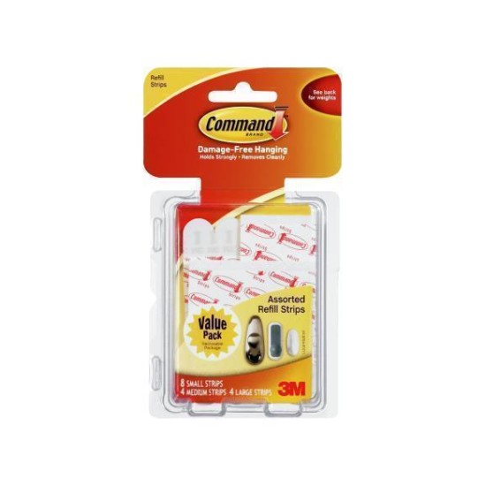 Command Refill Strips 17200CLR Assorted Clear, Pack of 16