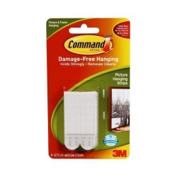 Command Picture Hanging Strips 17201 Medium White, Pack of 4 Sets Command Picture Hanging Strips 17201 Medium White, Pack of 4 Sets