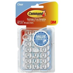 Command Decorating Clips 17026CLR-VP Clear, Value Pack of 40