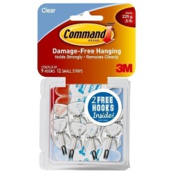 Command Hook 17067CLR-VP Small Clear Wire, Value Pack of 9