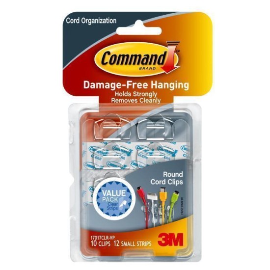Command Cord Clips 17017CLR-VP Clear, Value Pack of 10