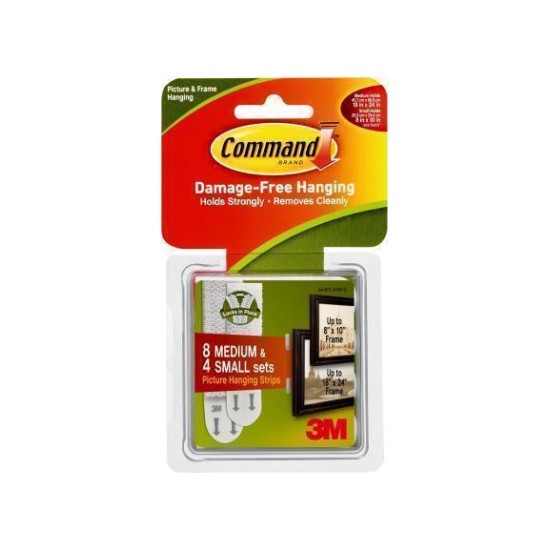 Command Picture Hanging Strips 17203 Assorted White, Pack of 12 Sets