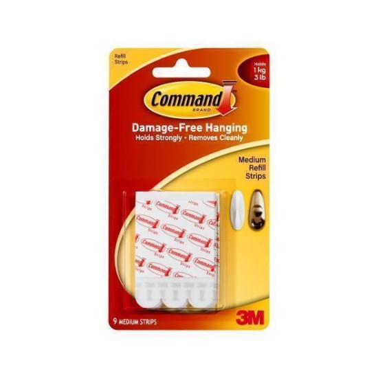 Command Refill Strips 17021P Medium White, Pack of 9