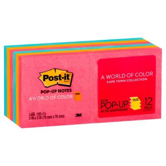 Post-it Pop Up Notes R330-12AN 76x76mm Poptimistic (Cape Town), Pack of 12