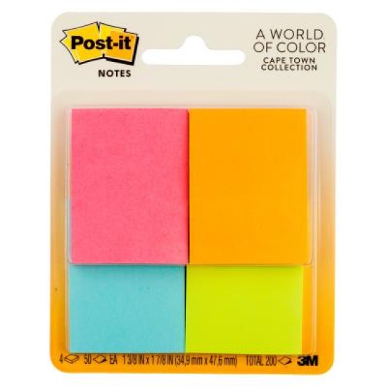 Post-it Notes 653-4AF 38x50mm Poptimistic (Cape Town), Pack of 4