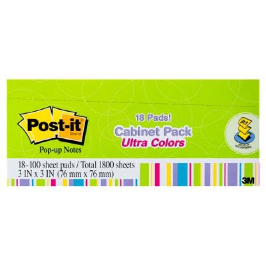Post-it Pop Up Notes R330-18AUCP 76x76mm Floral Fantasy (Jaipur), Pack of 18