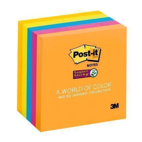 Post-it Super Sticky Notes 654-5SSAU 76x76mm Energy (Rio), Pack of 5