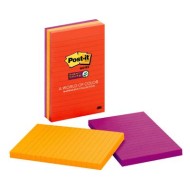 Post-it Super Sticky Lined Notes 660-3SSAN 101x152mm Primaries (Marrakesh), Pack of 3