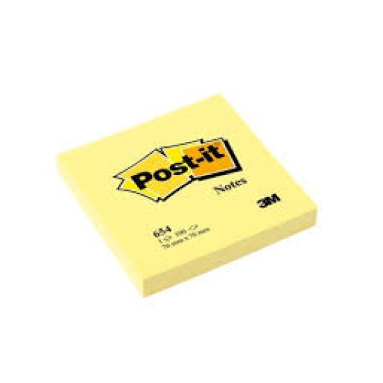 Post-it Notes 654-1 76x76mm Yellow 100sh