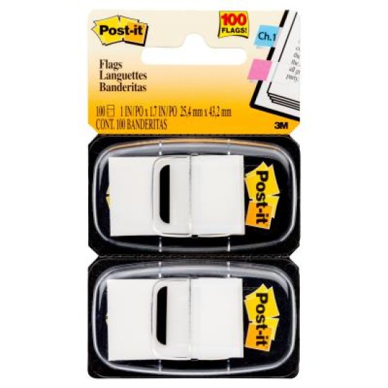 Post-it Flags 680-WE2 25x43mm White, Pack of 2