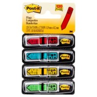 Post-it Arrow Flags 684-SH 12x43mm Sign Here, Pack of 4