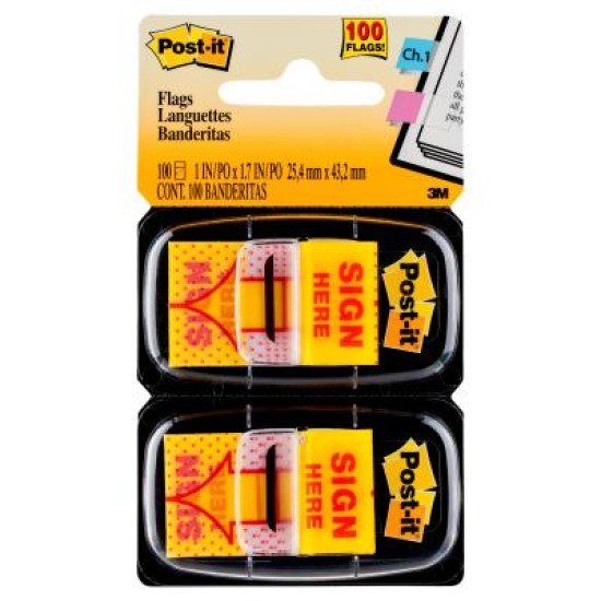 Post-it Flags 680-SH2 25x43mm Sign Here, Pack of 2