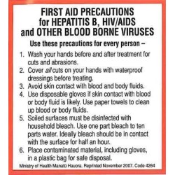 Hepatitis B and AIDS First Aid Precaution Sticker