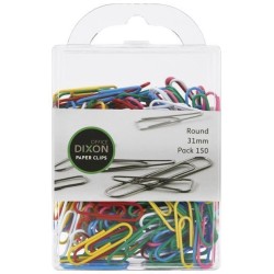 DIXON PAPER CLIPS 30MM ROUND COLOURED PACK 150 DIXON PAPER CLIPS 30MM ROUND COLOURED PACK 150