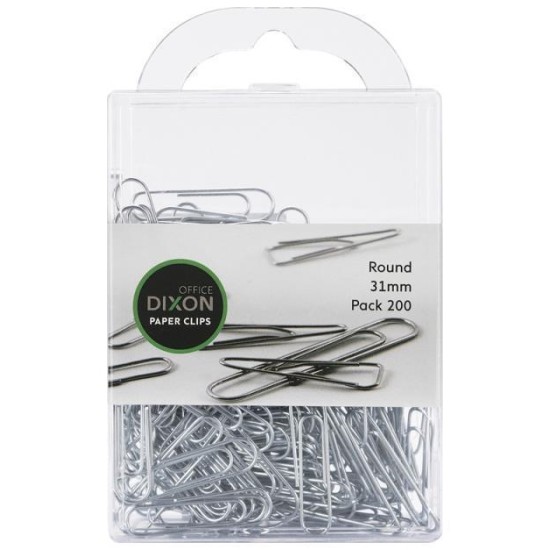 DIXON PAPER CLIPS 31MM ROUND PACK 200