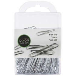 DIXON PAPER CLIPS 50MM NONSLIP PACK 100 DIXON PAPER CLIPS 50MM NONSLIP PACK 100