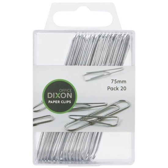DIXON PAPER CLIPS 75MM PACK 20