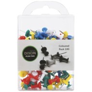 DIXON PUSH PINS PACK 100 ASSORTED COLOUR