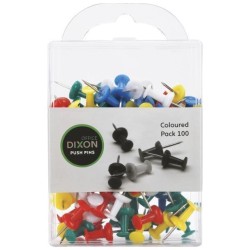 DIXON PUSH PINS PACK 100 ASSORTED COLOUR