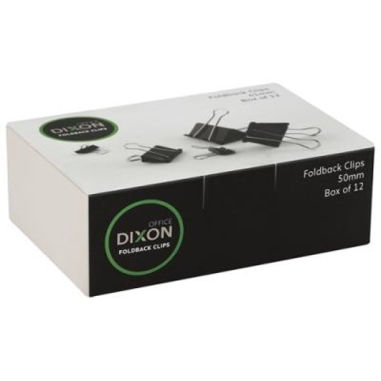 DIXON FOLDBACK CLIPS 50MM PACK 12